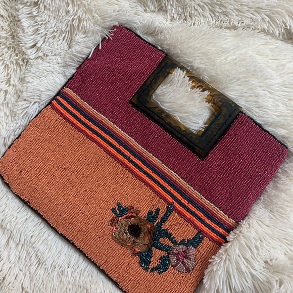 Anthro Beaded Patchwork Floral Clutch - Picture 2 of 4